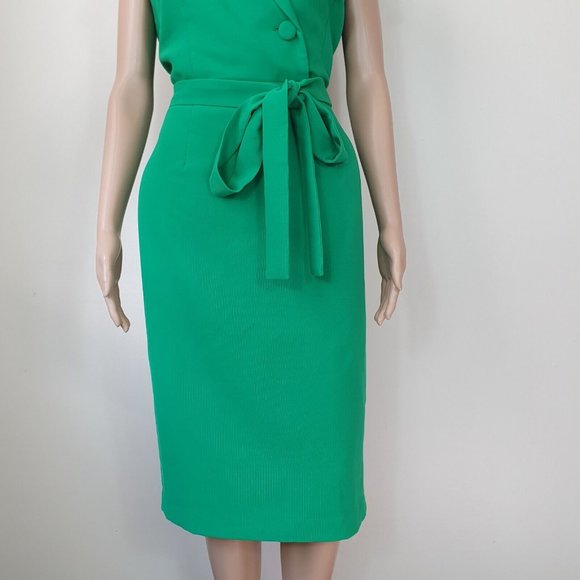 NWT PINK RUBY vintage green Dress Sze16 retro collared belted short sleeve - Picture 4 of 9